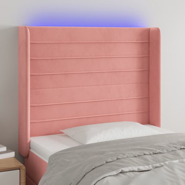vidaXL T&ecirc;te de lit &agrave; LED Rose 103x16x118/128 cm Velours