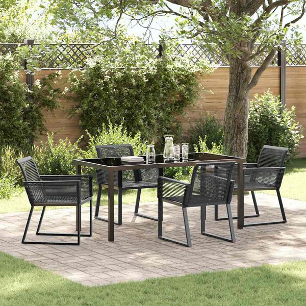 vidaXL Ensemble de salle &agrave; manger pour jardin 5 pcs Noir