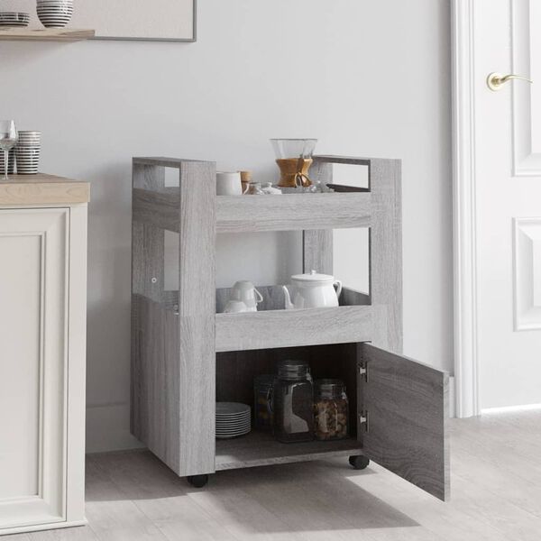 vidaXL Chariot de cuisine Sonoma gris 60x45x80 cm Bois d'ingénierie
