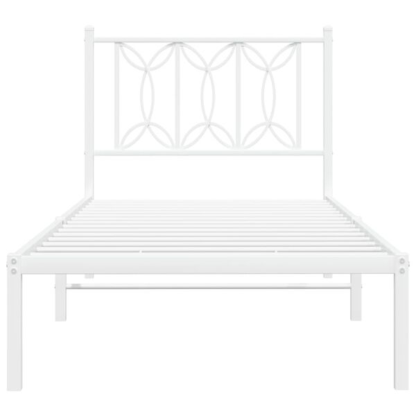 vidaXL Cadre de lit m&eacute;tal sans matelas avec t&ecirc;te de lit blanc 90x200cm