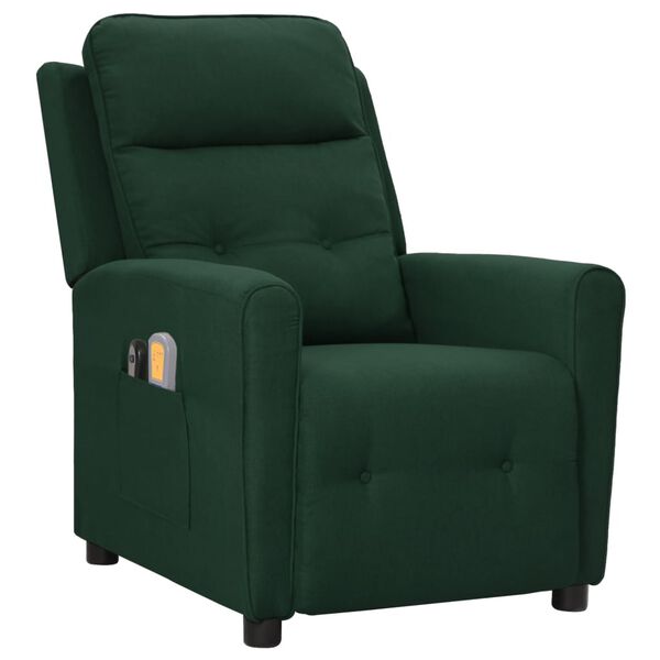 vidaXL Fauteuil &eacute;lectrique de massage Vert fonc&eacute; Tissu