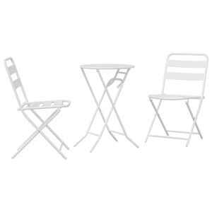 vidaXL Ensemble bistro de jardin 3 pc Blanc Acier