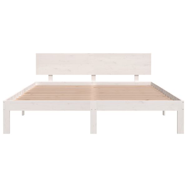 vidaXL Cadre de lit sans matelas blanc bois de pin massif 160x200 cm