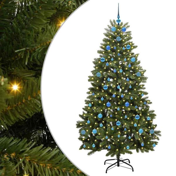vidaXL Sapin de No&euml;l artificiel avec 300 LED Vert 210 cm PVC et m&eacute;tal