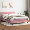 vidaXL Sommier &agrave; lattes de lit avec matelas et LED rose 160x210 cm velours