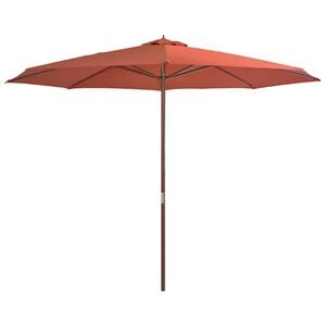 vidaXL Parasol d'ext&eacute;rieur avec m&acirc;t en bois 350 cm Terre cuite
