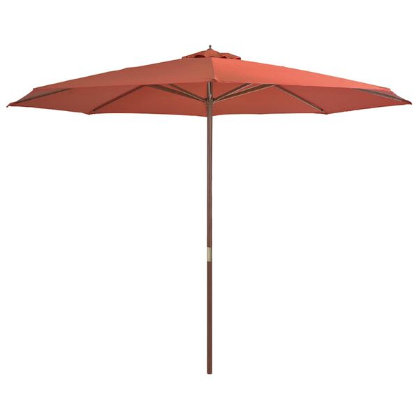 vidaXL Parasol d'ext&eacute;rieur avec m&acirc;t en bois 350 cm Terre cuite