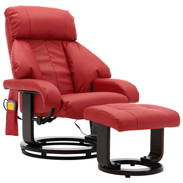 vidaXL Fauteuil de massage TV inclinable rouge similicuir