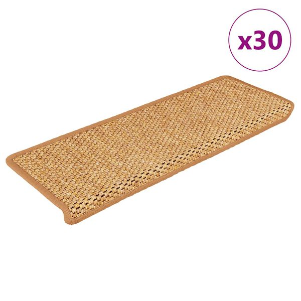 vidaXL Tapis d'escalier autocollants 30 pcs 65x21x4 cm sisal