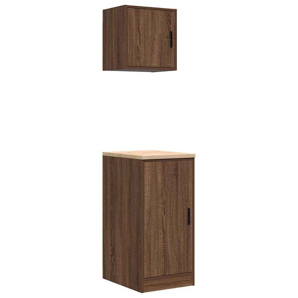 vidaXL Armoires de garage 2 pcs ch&ecirc;ne marron bois d'ing&eacute;nierie