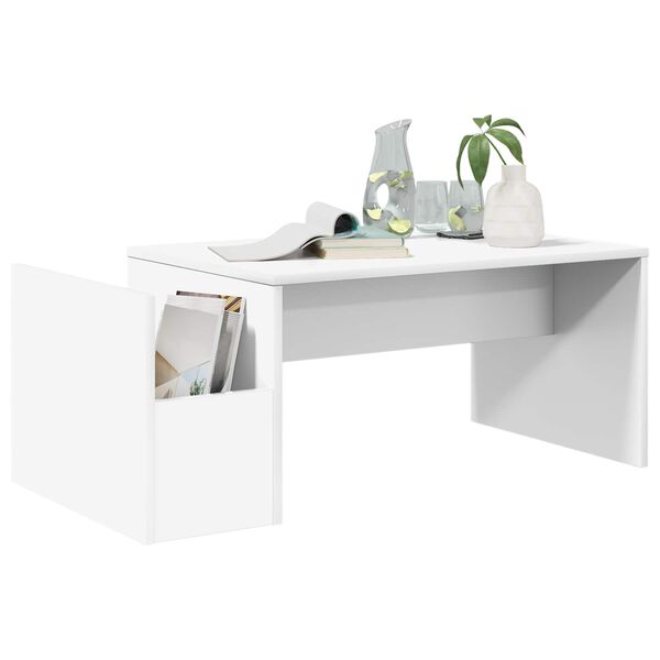 vidaXL Table basse Blanc 90 x 45 x 35 cm Bois d'ing&eacute;nierie