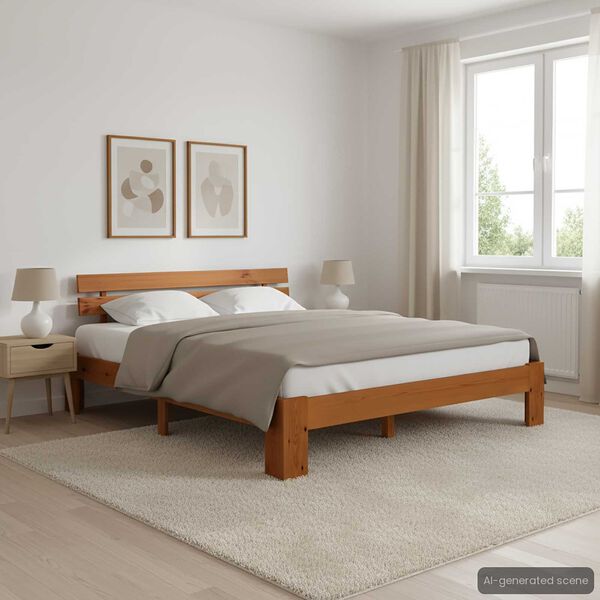 vidaXL Cadre de lit sans matelas marron miel 160x200cm bois pin massif