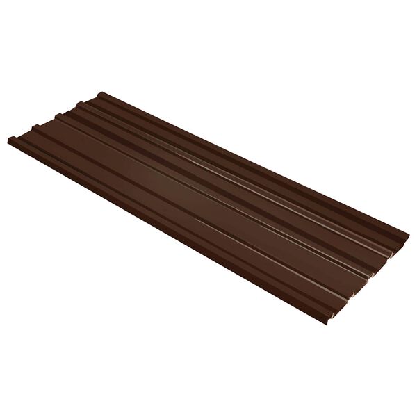 vidaXL Panneau de toiture 12 pcs Marron 129 x 45 cm Acier galvanis&eacute;