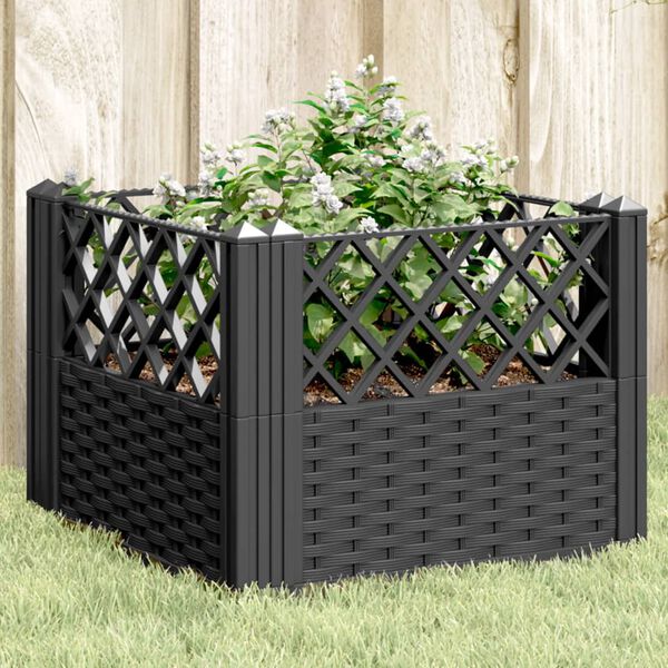 vidaXL Jardini&egrave;re avec piquets noir 43,5x43,5x43,5 cm PP