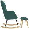 vidaXL Chaise &agrave; bascule avec repose-pied Vert fonc&eacute; Tissu