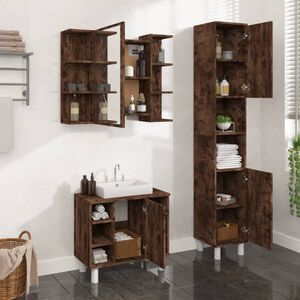 vidaXL Ensemble d'armoires de salle de bain 3 pcs ch&ecirc;ne fum&eacute;