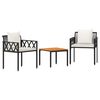 vidaXL Ensemble de meubles d'ext&eacute;rieur 3 pc Noir et blanc cr&egrave;me