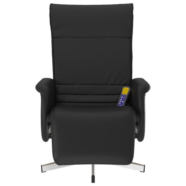 vidaXL Fauteuil inclinable de massage repose-pieds noir similicuir