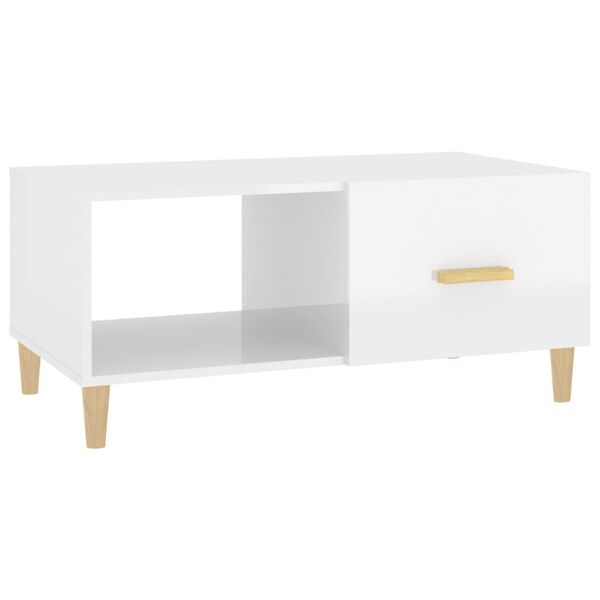 vidaXL Table basse Blanc brillant 89,5x50x40 cm Bois d'ing&eacute;nierie