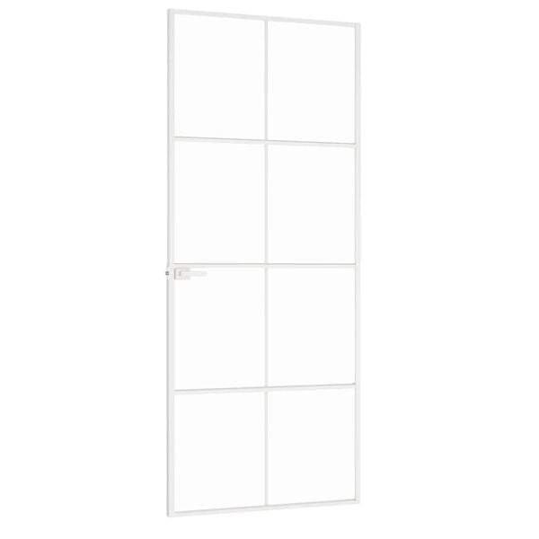 vidaXL Porte d'intérieur Blanc 83x201,5 cm Trempé verre aluminium fin
