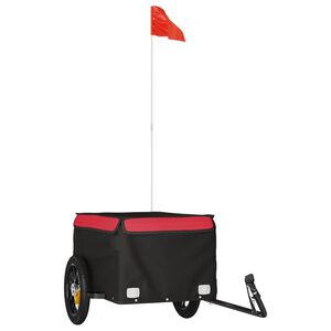 vidaXL Remorque de v&eacute;lo noir et rouge 30 kg fer