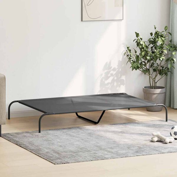 vidaXL Lit sur&eacute;lev&eacute; pour chien gris 150x90x20 cm textil&egrave;ne et acier