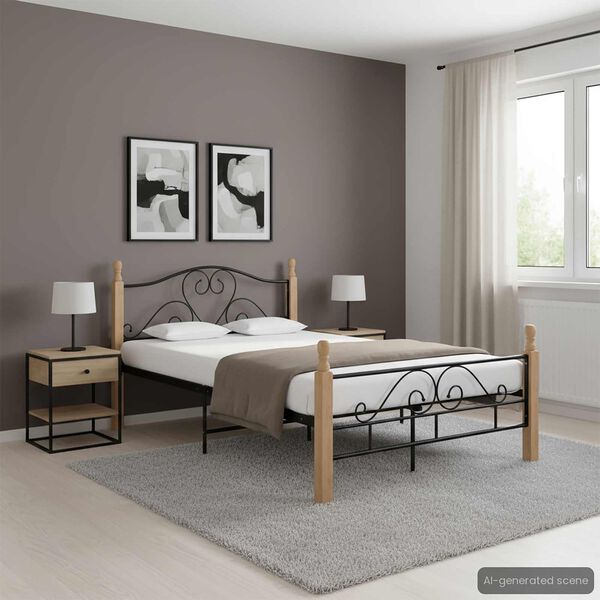 vidaXL Cadre de lit sans matelas noir m&eacute;tal 120x200 cm