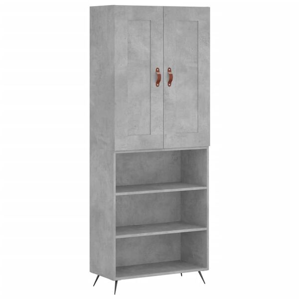 vidaXL Buffet haut Gris b&eacute;ton 69,5x34x180 cm Bois d'ing&eacute;nierie