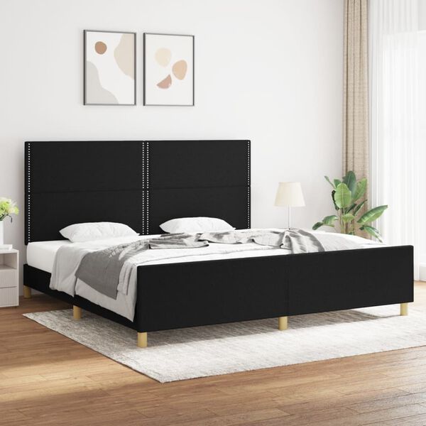 vidaXL Cadre de lit sans matelas noir 200x200 cm tissu