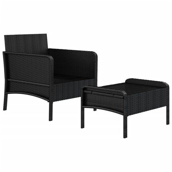 vidaXL Salon de jardin 2 pcs avec coussins Noir Résine tressée