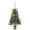 vidaXL Arbre de No&euml;l artificiel pr&eacute;-&eacute;clair&eacute; et boules 65 cm vert