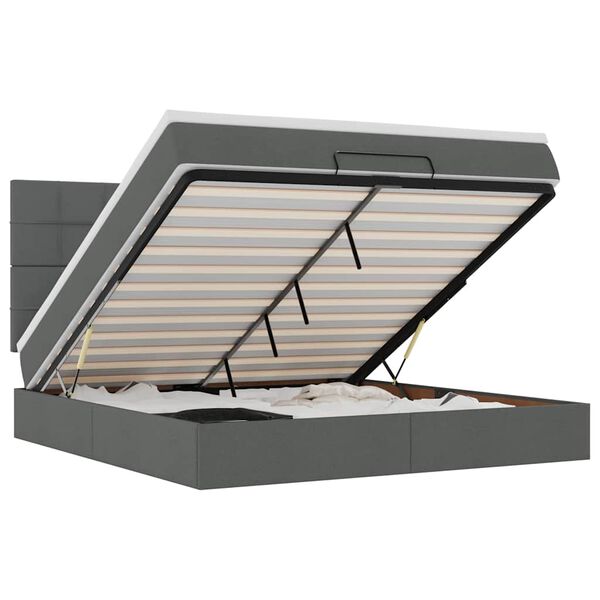 VidaXL Cadre de lit ottoman avec matelas gris fonc&eacute; 180x200 cm tissu