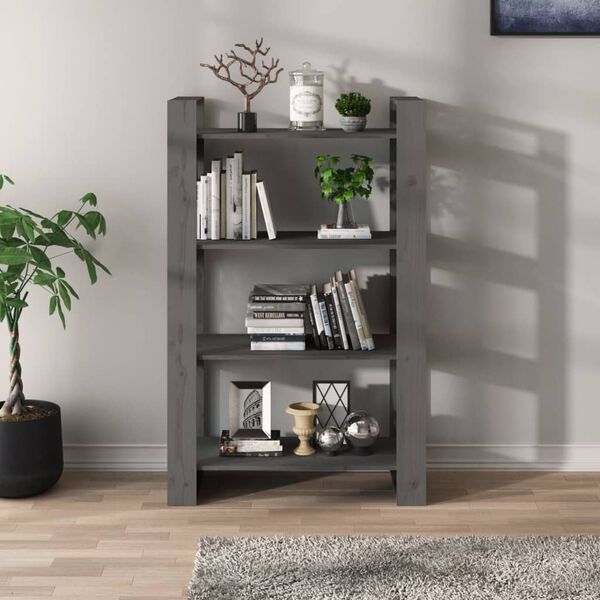 vidaXL Bibliothèque/Séparateur de pièce Gris 80x35x125 cm Pin massif