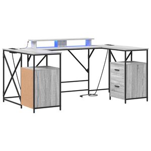 vidaXL Bureau Gris Sonoma Bois d'ing&eacute;nierie 182 x 101 x 87,5 cm