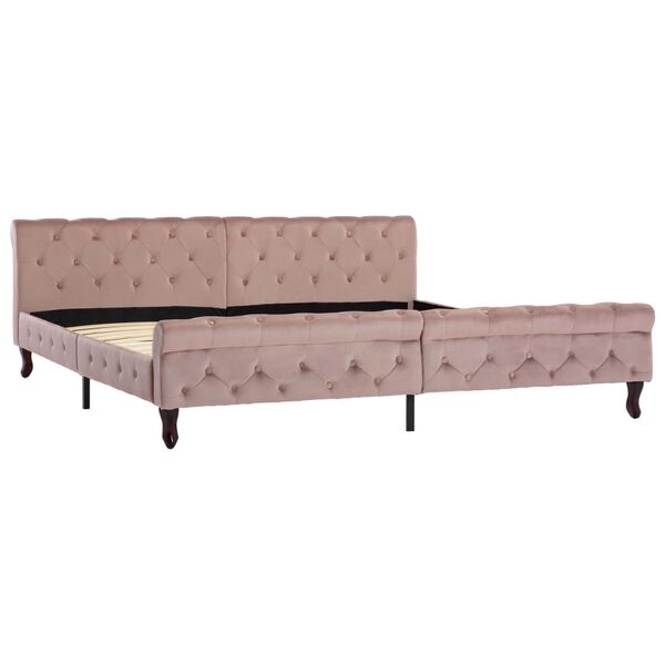 vidaXL Cadre de lit sans matelas rose velours 200x200 cm
