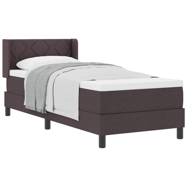 vidaXL Lit &agrave; ressorts avec matelas Marron fonc&eacute; 200 x 80 cm Polyester
