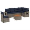 vidaXL Ensemble de canap&eacute; de jardin 7 pcs avec coussins gris r&eacute;sine tress&eacute;e