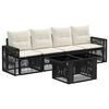 vidaXL Ensemble de canap&eacute; de jardin 5 pc Noir et blanc cr&egrave;me polyrotin