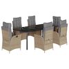 vidaXL Ensemble &agrave; manger de jardin et coussins 7 pcs beige poly rotin