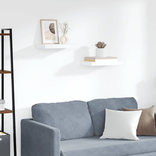 vidaXL &Eacute;tag&egrave;res murales flottantes 2 pcs blanc 40x23x3,8 cm MDF