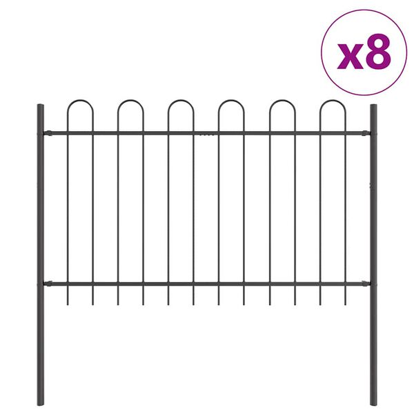 vidaXL Cl&ocirc;ture de jardin 8 pcs Gris 13,6 x 0,8 m