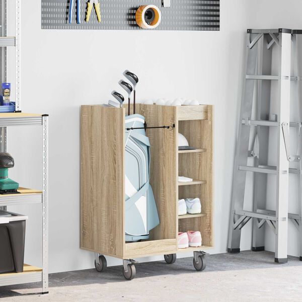 vidaXL Armoire de Golf avec roue Uni Ch&ecirc;ne Sonoma 65 x 45 x 98 cm