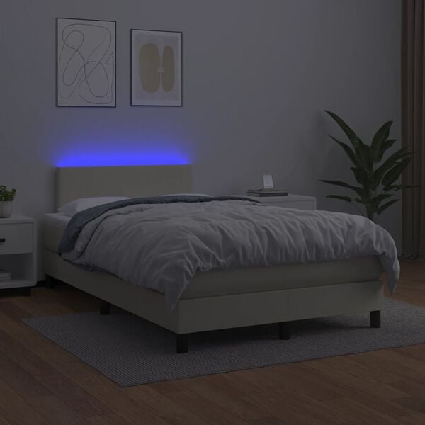 vidaXL Sommier &agrave; lattes de lit et matelas et LED Cr&egrave;me 120x200 cm
