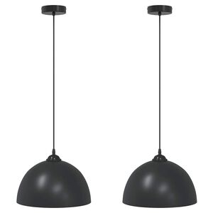vidaXL Lampes suspendues 2 pcs hauteur r&eacute;glable E27 noir &Oslash; 30 cm m&eacute;tal