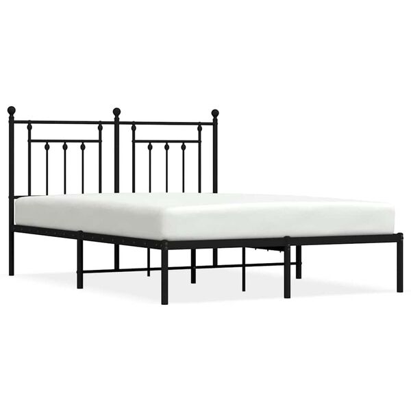 vidaXL Cadre de lit m&eacute;tal sans matelas avec t&ecirc;te de lit noir 140x200cm