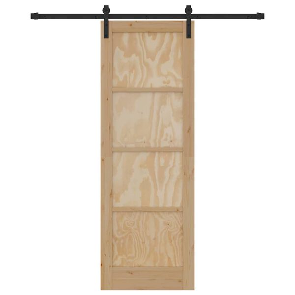 vidaXL Porte coulissante Naturel et Noir 73,5 x 211 cm Pin massif
