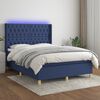 vidaXL Sommier &agrave; lattes de lit matelas et LED Bleu 140x200 cm Tissu