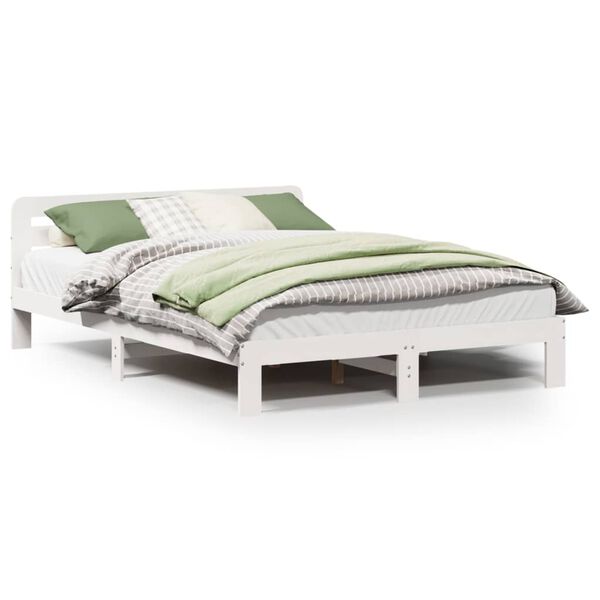 vidaXL Cadre de lit sans matelas blanc 120x190 cm bois de pin massif