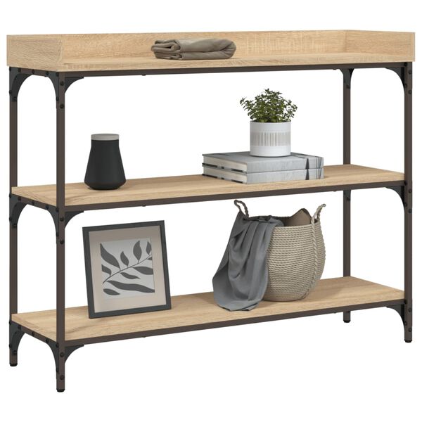 vidaXL Table console avec étagères chêne sonoma 100x30x80 cm