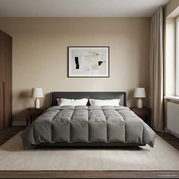 vidaXL Duvet complet toute l'ann&eacute;e Gris clair 200 x 240 cm Microfibre